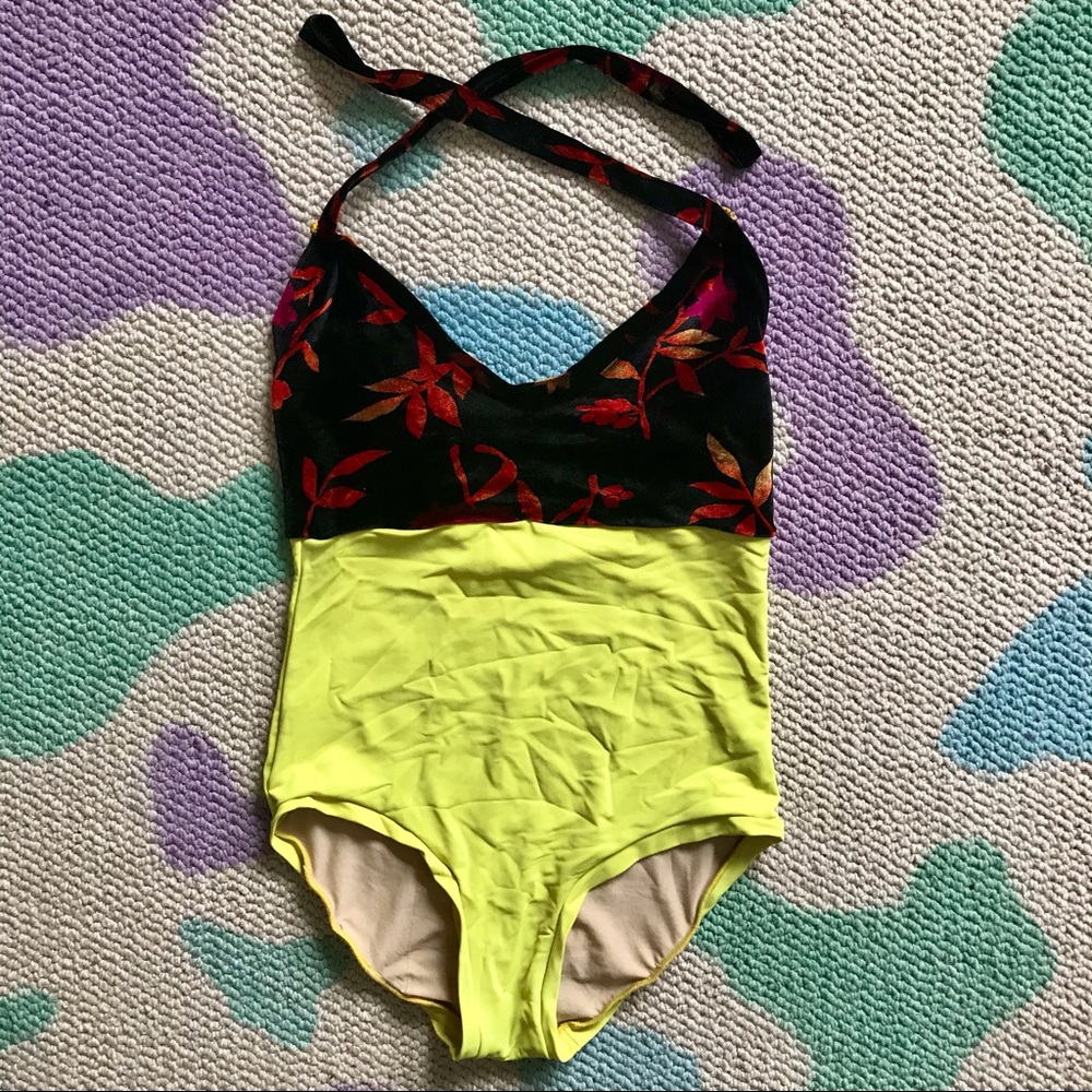 Cute Custom Halter Leotard. Patterned Size Medium